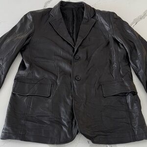 Genuine Leather Blazer/Jacket Black Large